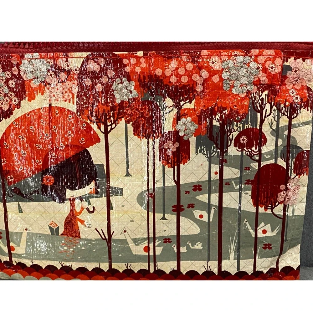 Blue Q Origami Zipper Pouch Red Recycled Material Jim Carter Illustration QA229